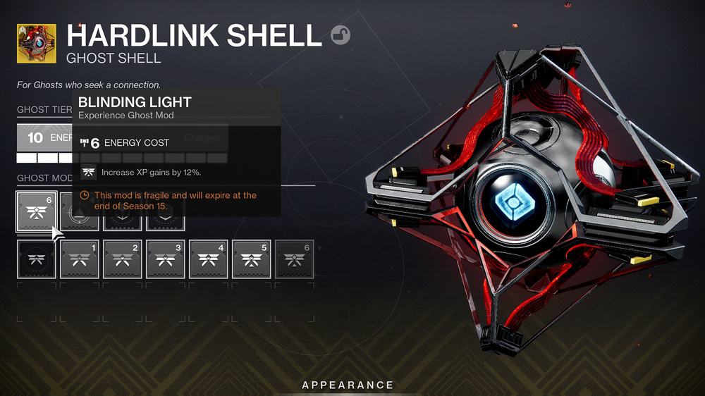 Ghost shell with Blinding Light mod Destiny 2