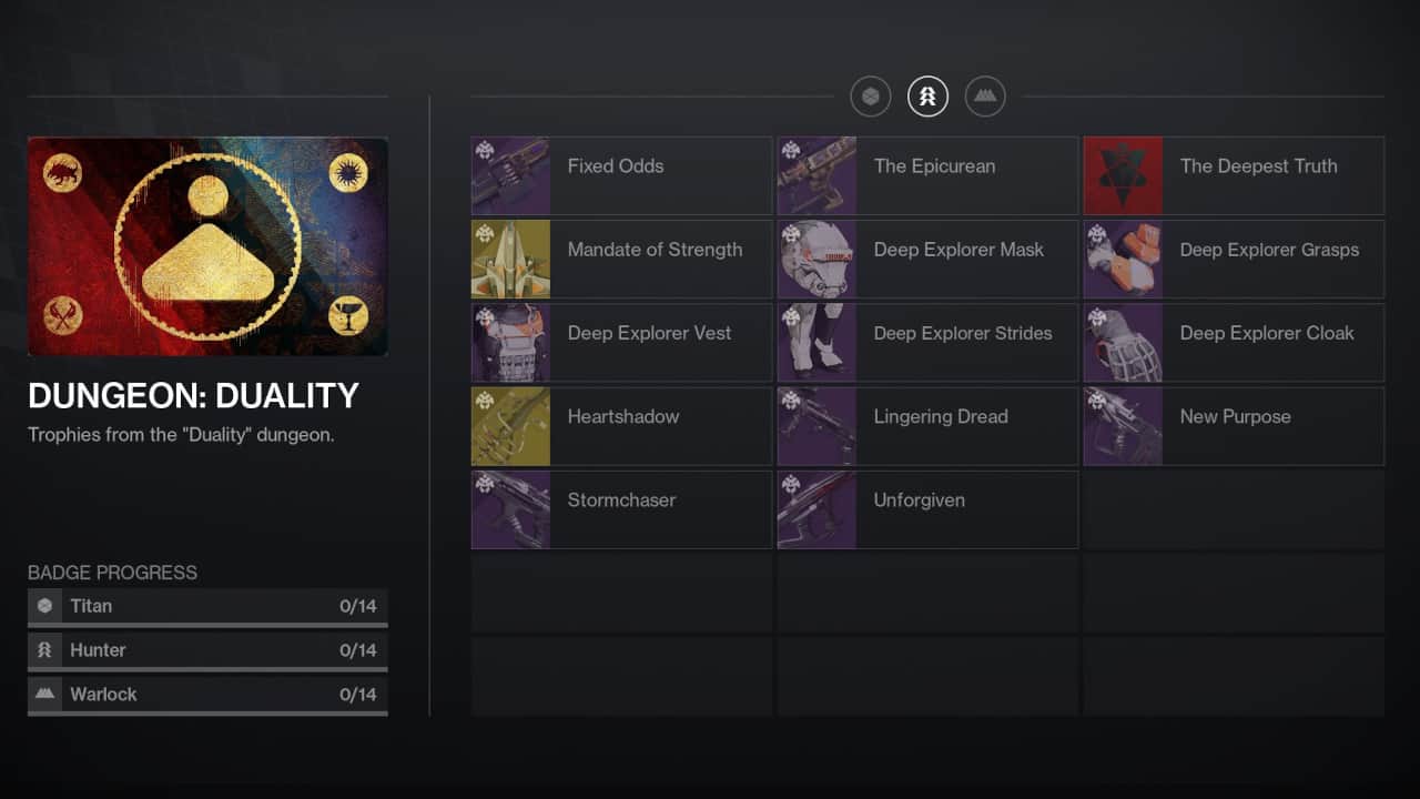 DUALITY DUNGEON TROPHIES DESTINY 2 FICED