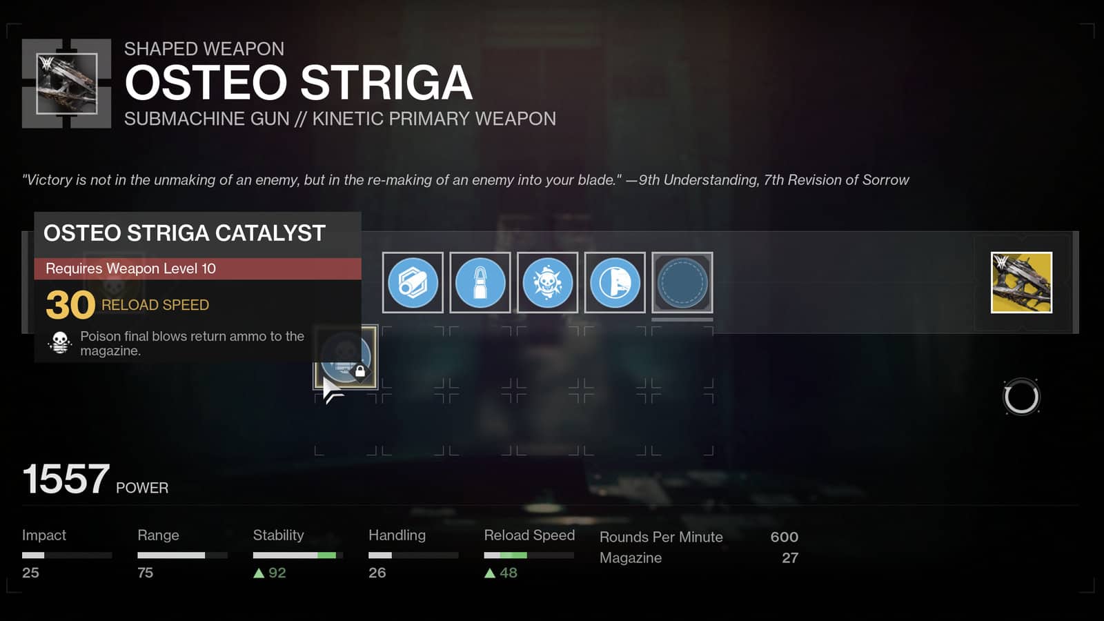 Osteo Striga Catalyst Destiny 2 war vorgestellt