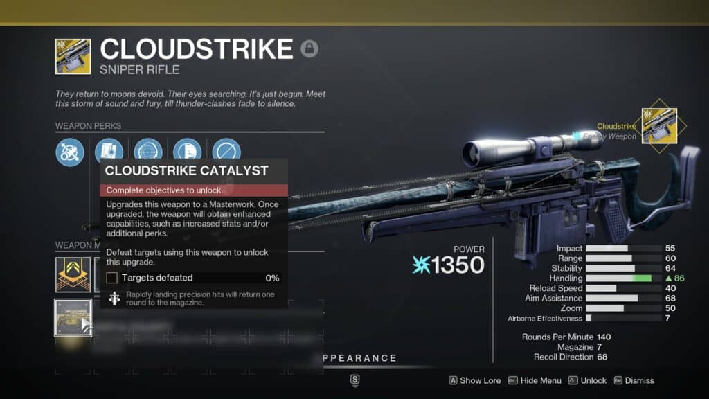 Destiny 2 Cloudstrike Catalyst How to get it this season