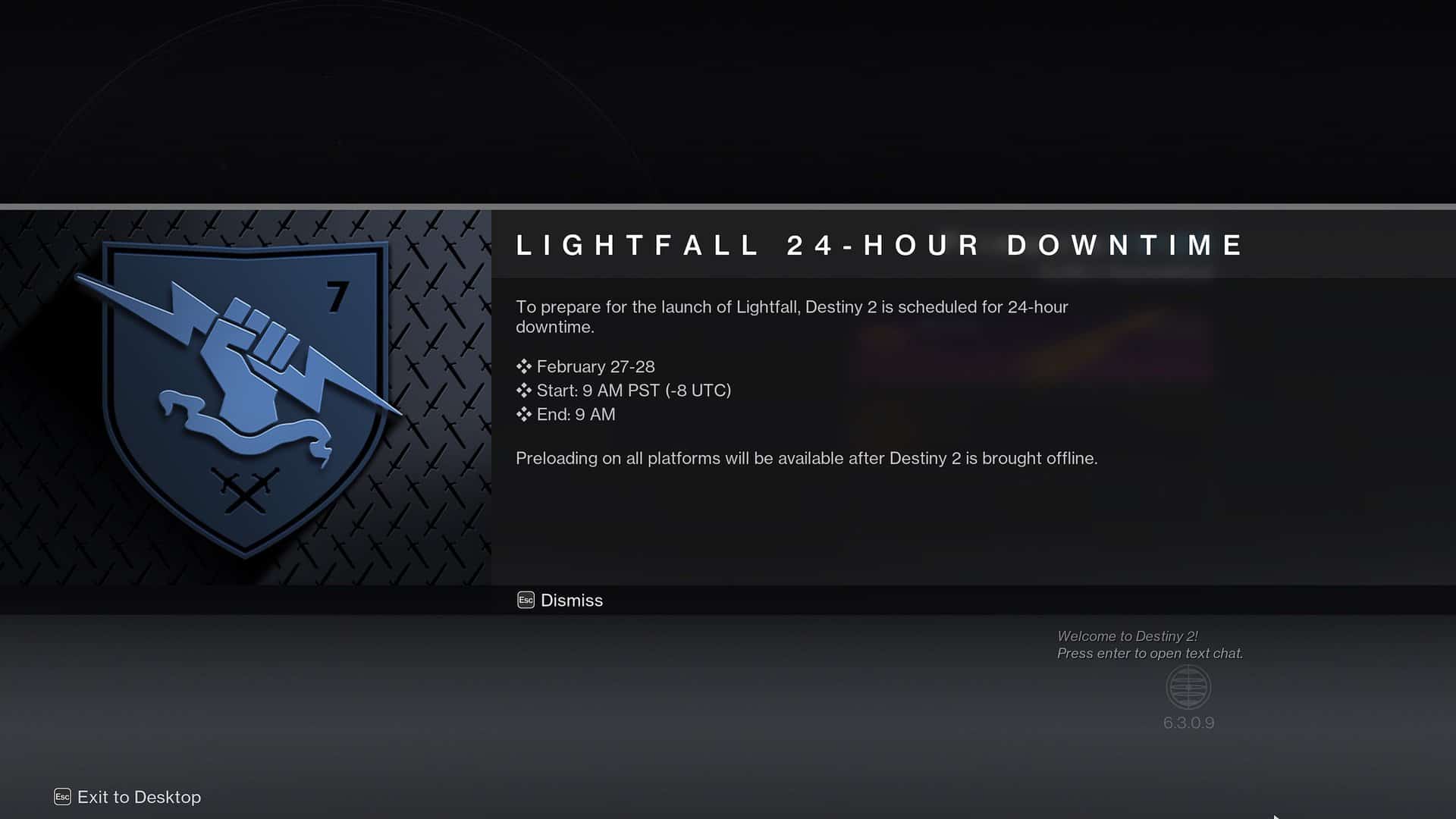 ภาพสกรีนช็อตของ Destiny 2 Preload Lightfall