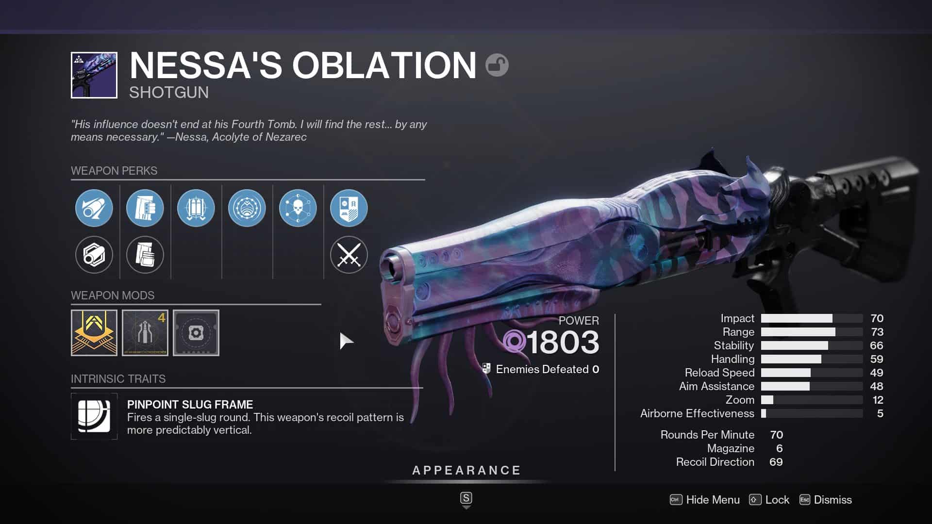 Nessa's Oblation God Roll 