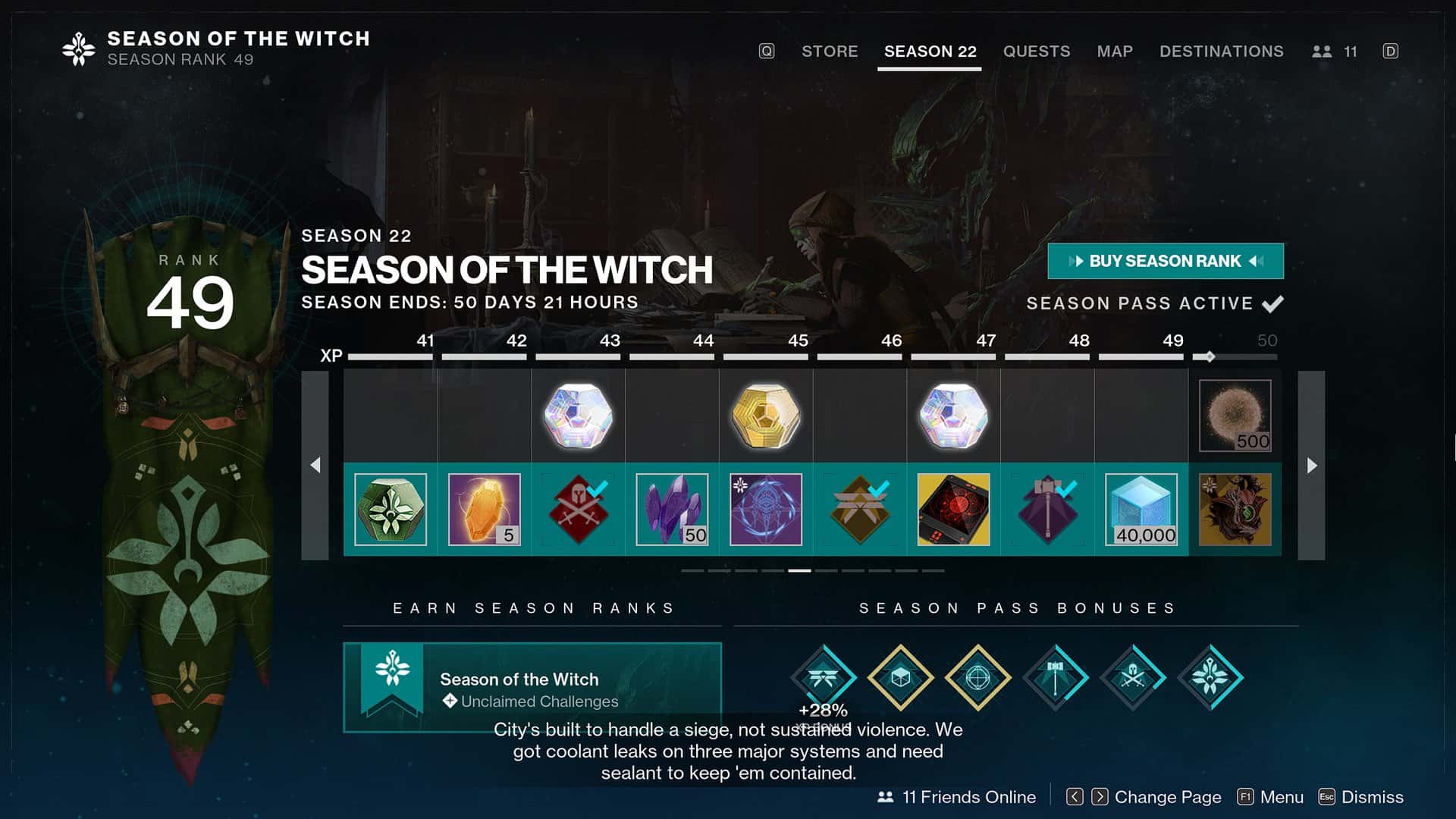 Season Pass S22 Season of the Witch Destiny 2