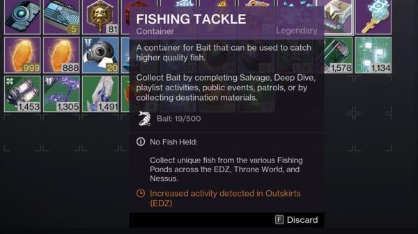 Fishing Tackle screen Destiny 2