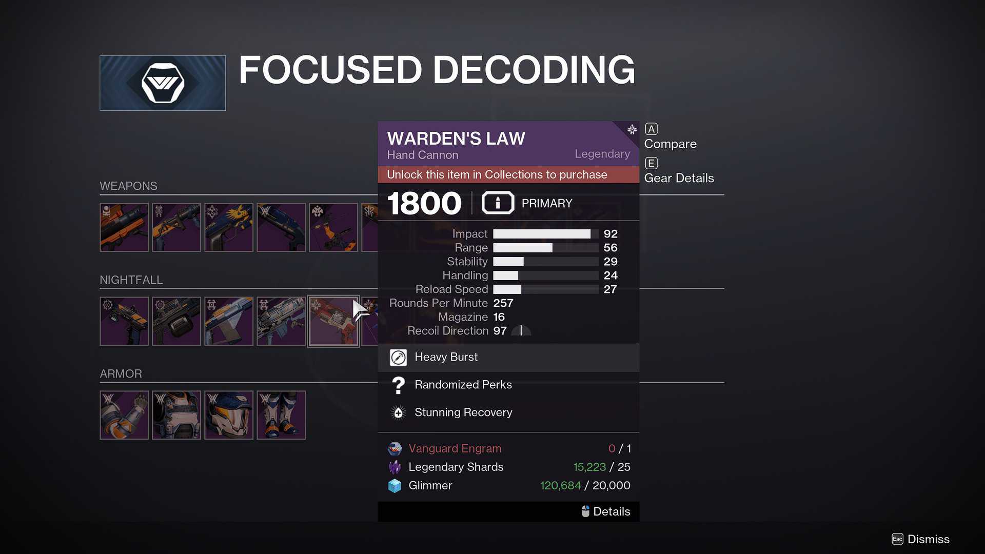 Warden's Law focusing screen