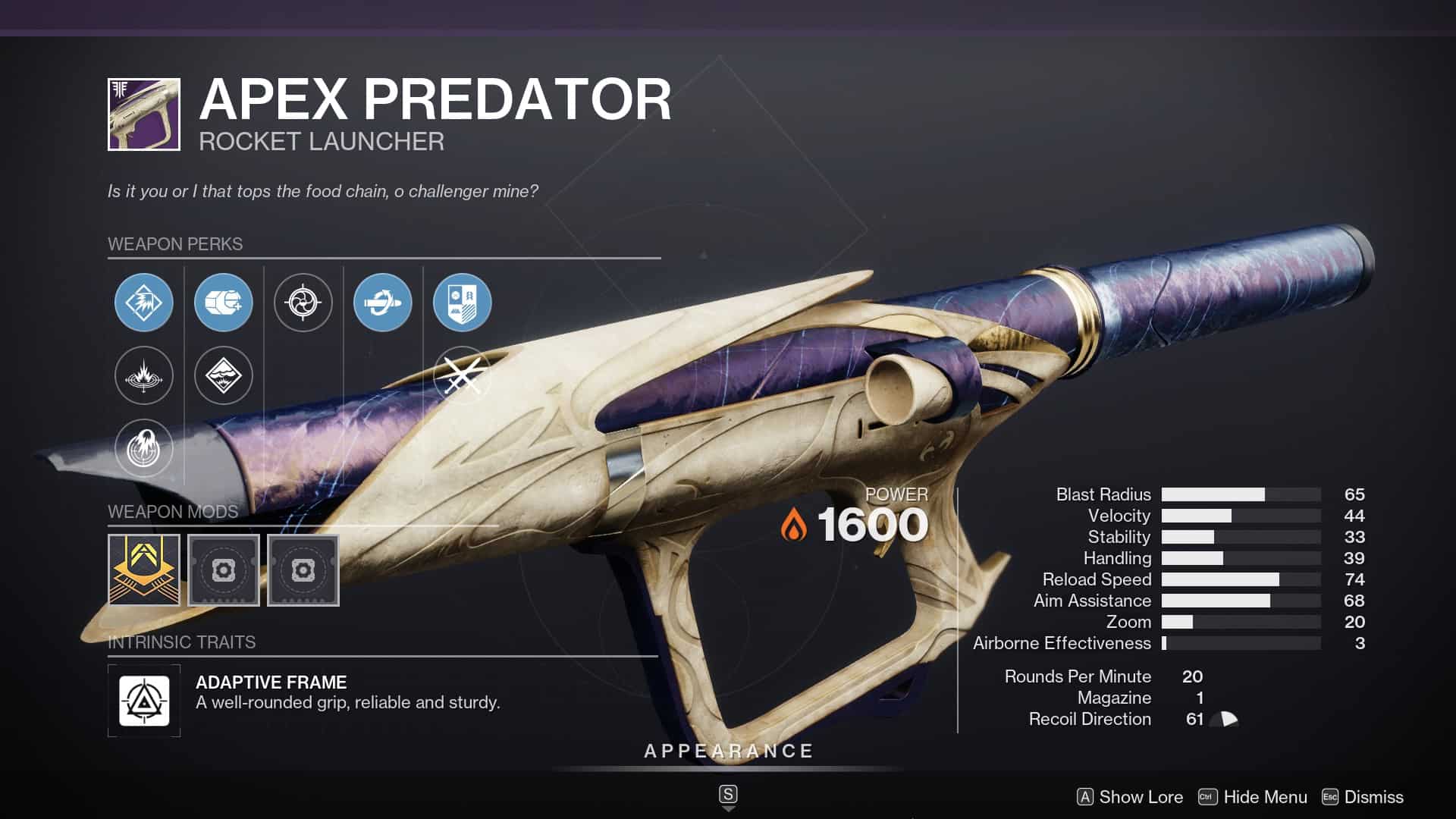 Apex Predator God rolls Destiny 2