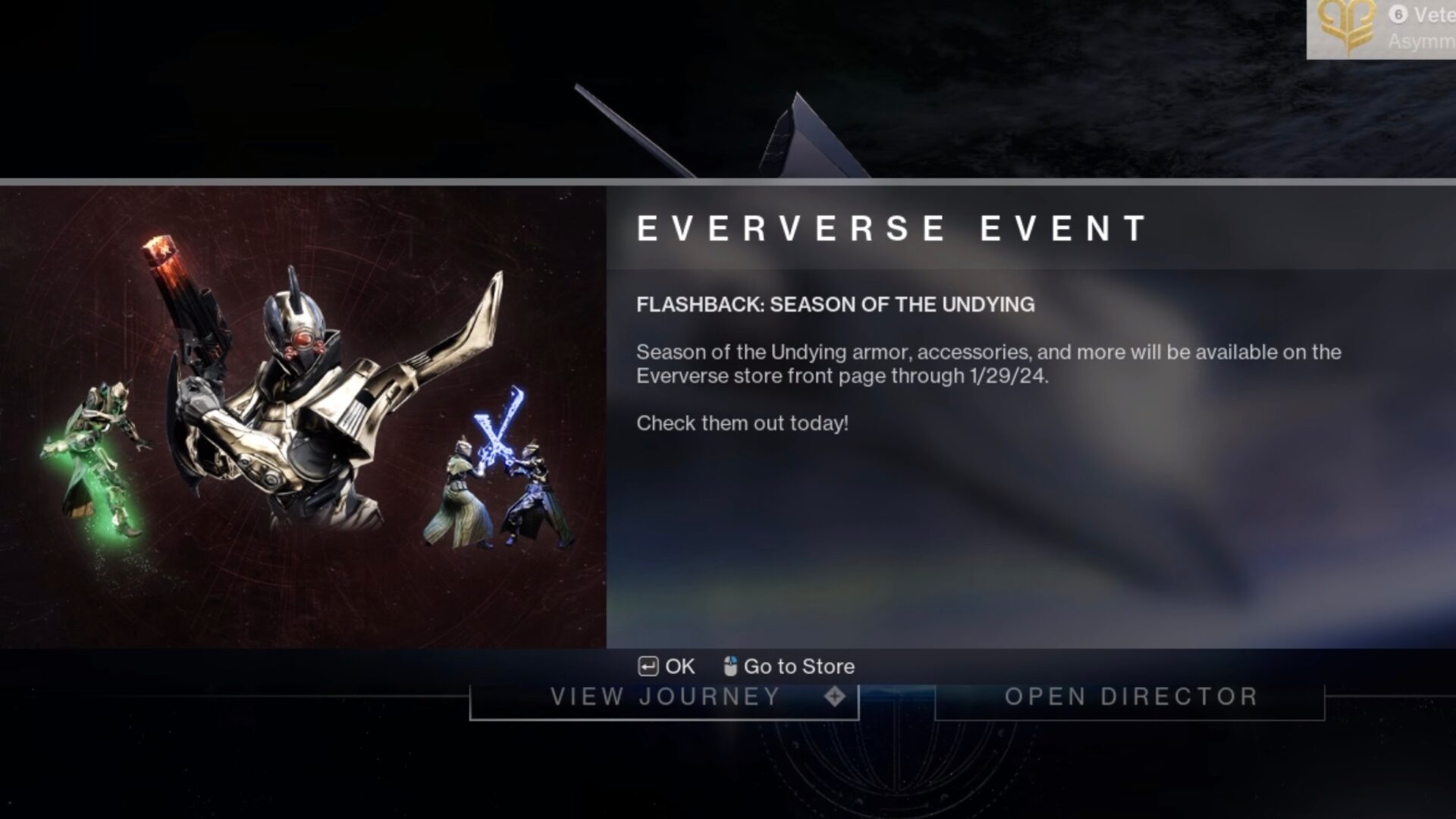 Undying Eververse event screen Destiny 2