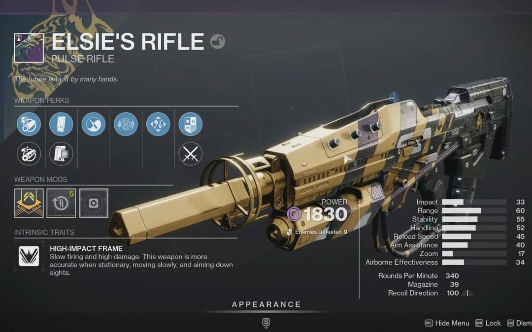 Destiny 2 Elsie’s Rifle: God Rolls and How to get it