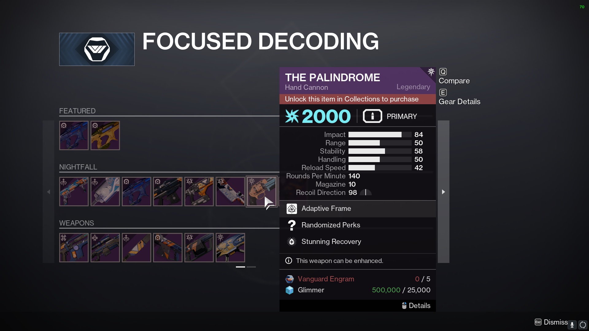 Destiny 2 The Palindrome: God Rolls & How to get it How to get The Palindrome screen 2 Destiny 2
