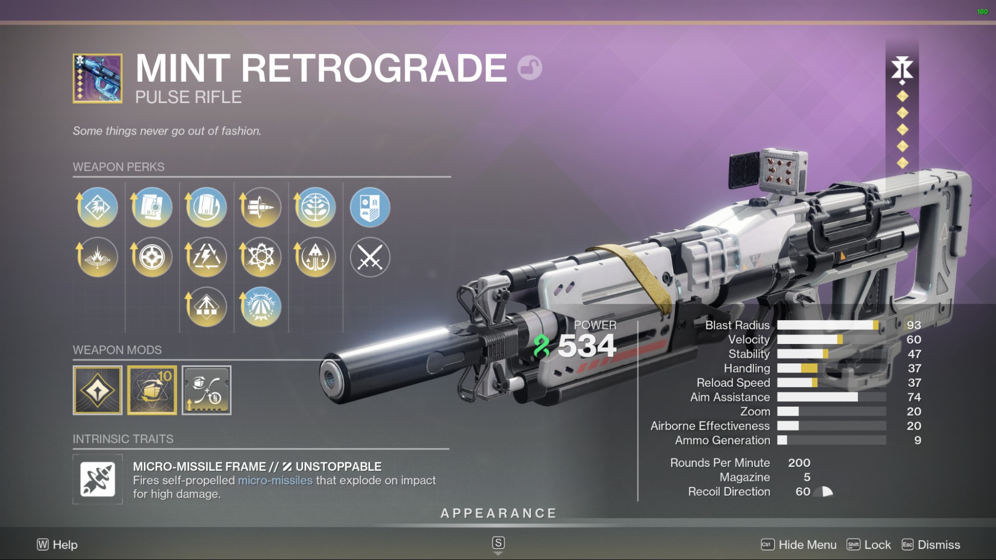 Destiny 2 Mint Retrograde: God Rolls & How to get it Mint Retrograde God Rolls screen Destiny 2