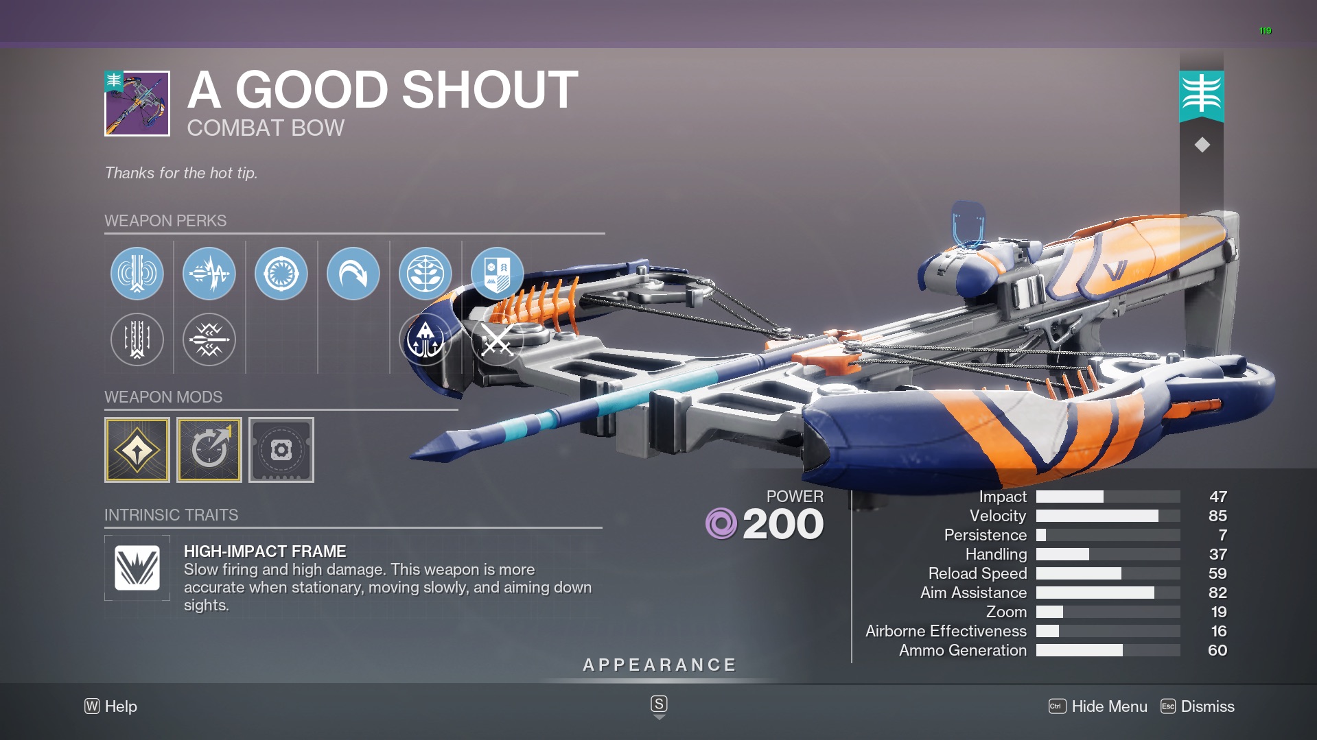 Destiny 2 A Good Shout: God Rolls & How to get it A Good Shout God Rolls screen Destiny 2