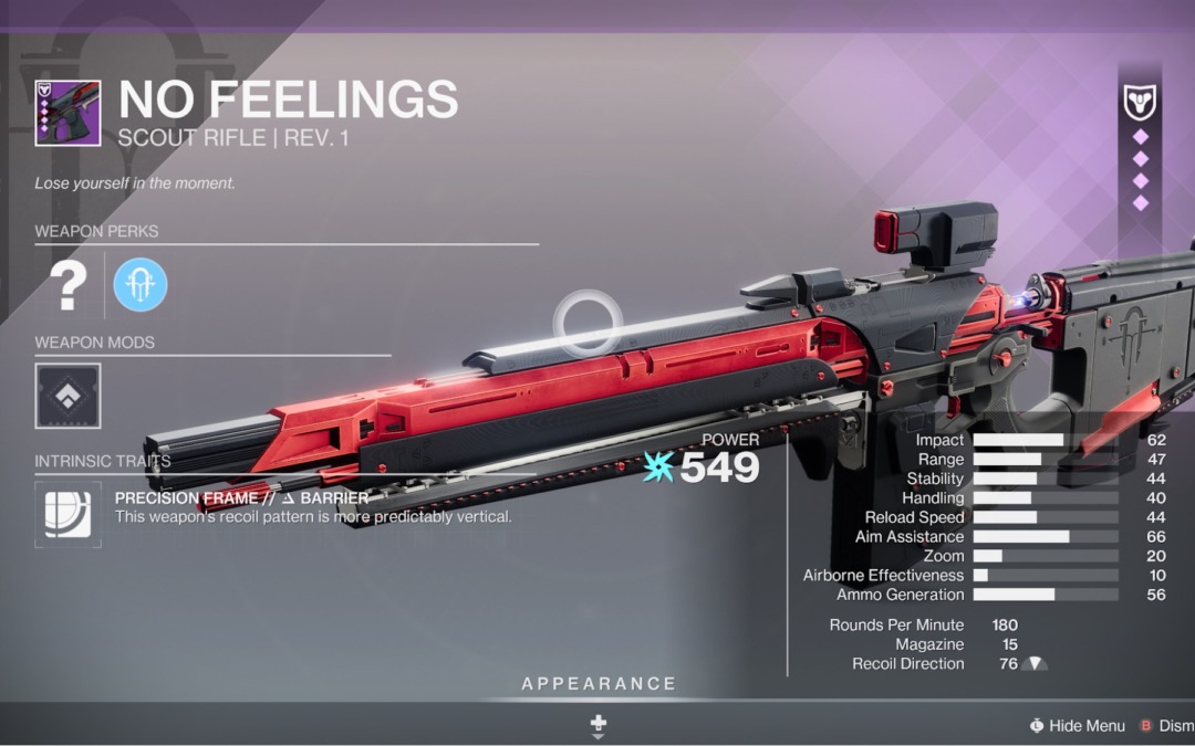 Destiny 2 No Feelings: God Rolls and How to get it