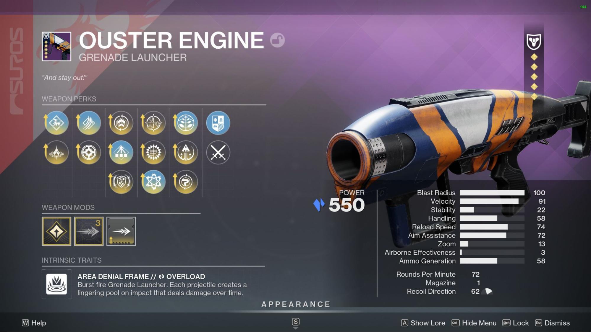 Destiny 2 Ouster Engine: God Rolls and How to get it Ouster Engine God Rolls screen Destiny 2