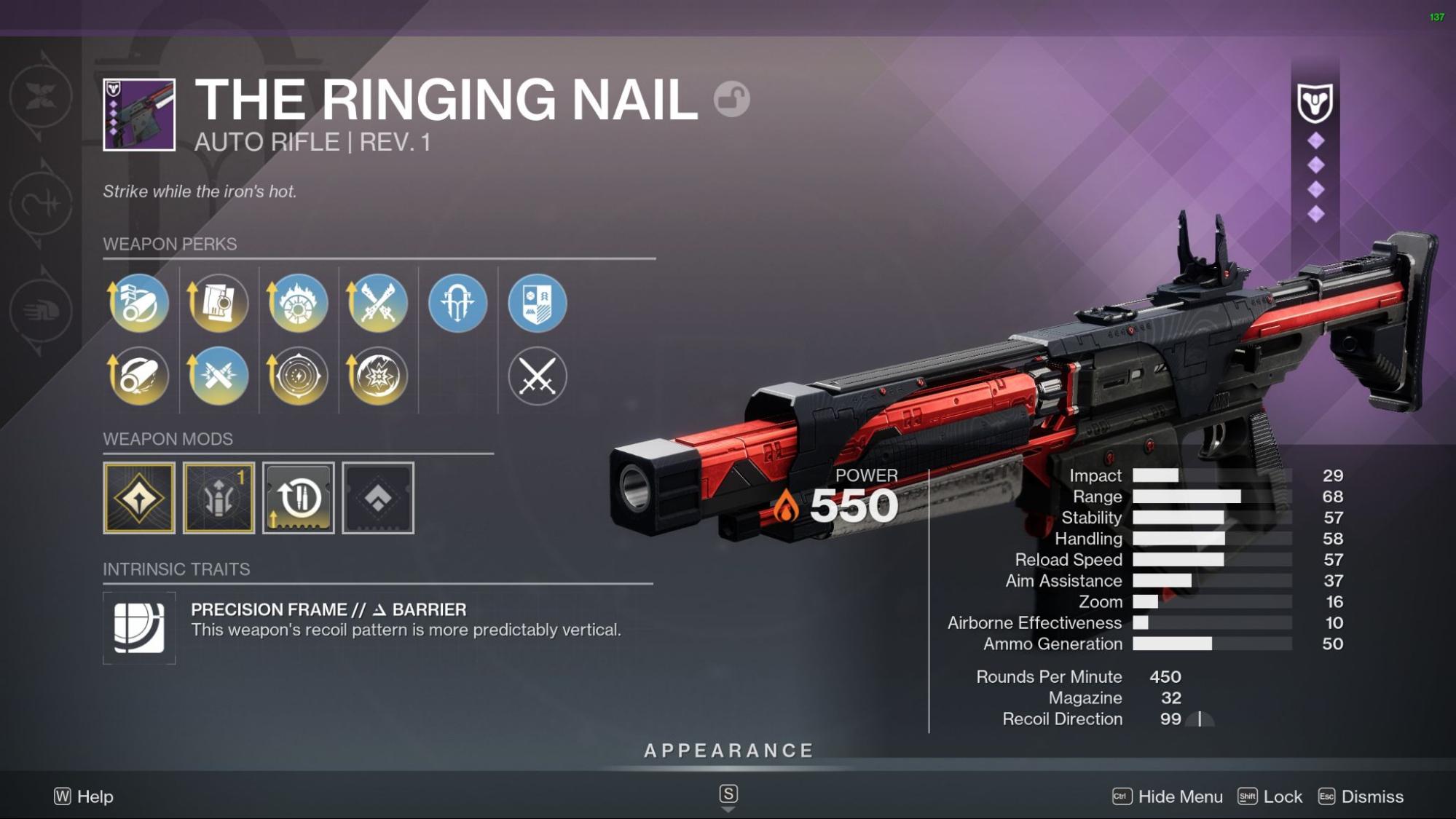 Destiny 2 The Ringing Nail: God Rolls and How to get it The Ringing Nail God Rolls screen Destiny 2