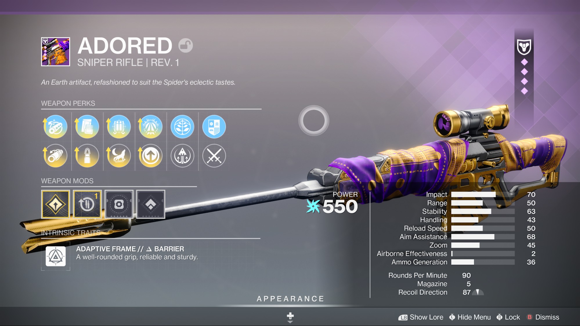 Destiny 2 Adored: God Rolls & How to get it Adored God Rolls screen Destiny 2