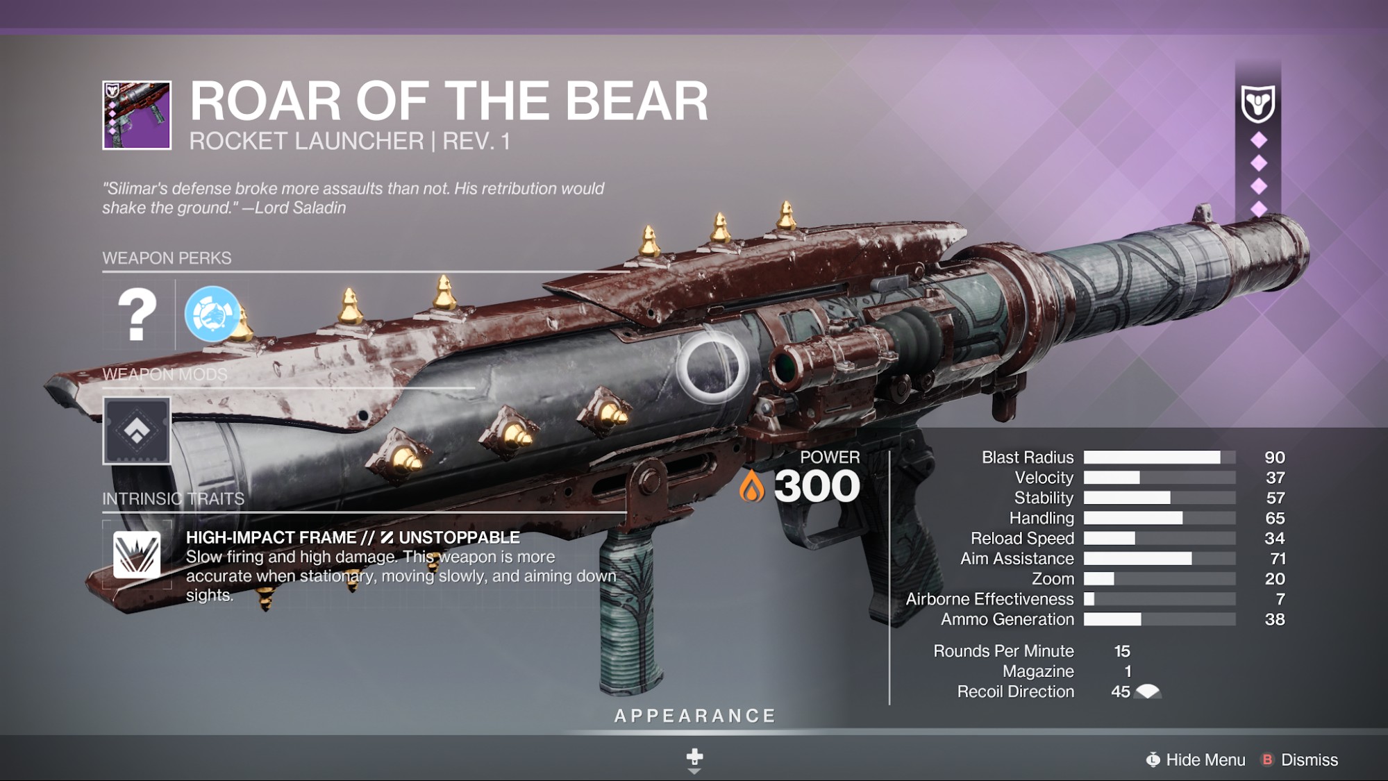 Destiny 2 Roar of the Bear: God Rolls and How to get it Roar of the Bear God Rolls screen Destiny 2